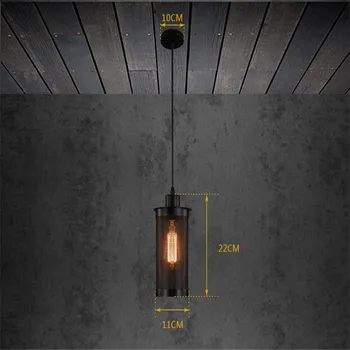 1 Adet Vintage endüstriyel askı Lamba Cafe Loft Oturma Odası Tavan Asılı Örgü Abajur LED Gece Lambası (Ampul)