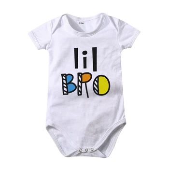 Çocuk Erkek Giyim Yeni Erkek Bebek Giysileri Grafik Çocuk Giysileri Büyük Bro Lil Bro Mektup Baskı T-Shirt Yaz Kısa Kollu üstleri