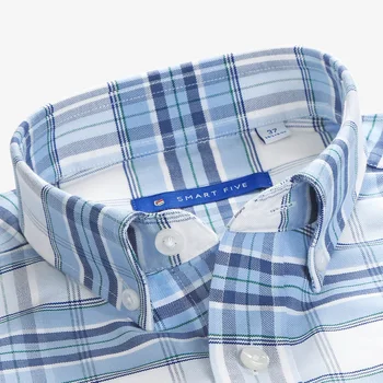 Akıllı Beş Rahat Ekose Gömlek Uzun Kollu Gömlek Pamuk Markalı erkek giyim Yeni 2021 Kore Tarzı Resmi Gömlek erkekler için