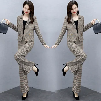 Kadın Takım Elbise Bahar Sonbahar 2023 Yeni Yabancı Tarzı Giysiler Meslek uzun Kollu tişört Üst Ve Geniş Bacak Pantolon 2 İki Parçalı Set