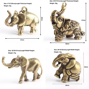 Vintage Bakır 4 Stilleri Filler Minyatürleri Figürler Masası Süsler Pirinç Hayvan Ev Dekorasyon Aksesuarları Anahtarlık Kolye