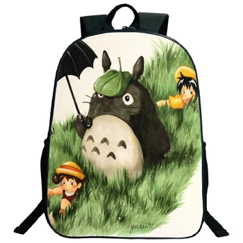 Kızlar Komşum Totoro Sırt Çantası Erkek Okul Çantaları Sırt Çantası Büyük Laptop Sırt Çantası Miyazaki Hayao Anime Okul Çantası Rahat Mochila