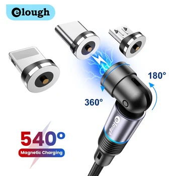Elough 540 Döndür Manyetik Kablo Hızlı Şarj Manyetik Mikro USB C Tipi Kablo iPhone 12 11 Pro X Samsung Xiaomi Telefon Kablosu