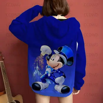 Mickey Uzun Kollu Üst Y2k Hoodie Vintage Üstleri kapüşonlu eşofman üstü Disney Moda Kadın Giyim Kazak Ceketler Kazak 7XL
