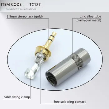 2 adet Jack 3.5 mm 3 kutuplu Ses adaptörü Altın kulaklık fiş konnektörü kablo boyutu için 8mm tel bağlayıcı