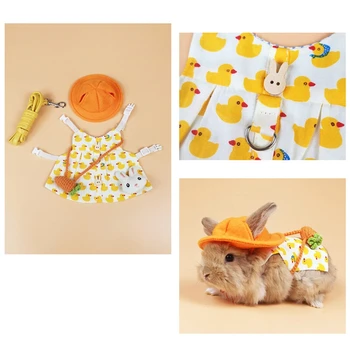 Tavşan Elbise Küçük Hayvan Koşum ve Tasma Şapka Kaçış Geçirmez 3 Boyutları Ayarlanabilir Evcil Hayvan Giysileri tavşan Hamster Sıçan Y5GB