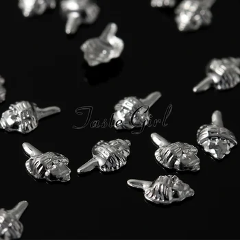 100 ADET Okyanus Deniz Kabuğu Denizyıldızı Tüy 3d metal altın gümüş nail art dekorasyon ipuçları DIY Manikür Metalik Çiviler Perçinler