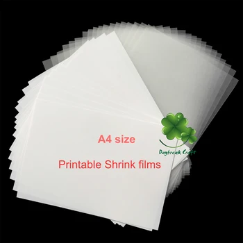 50 ADET Renkli Sihirli Daralan Plastik Levha A4 Kağıt Boyutu Temizle Beyaz Yazdırılabilir Shrink Filmler