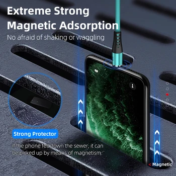 Sıcak Satış Manyetik Şarj Kablosu 3 in1 зсб кабель Mikro Hızlı Şarj Cabo Mikro USB Tip C Mıknatıs Tel iPhone Samsung Xiaomi İçin 4