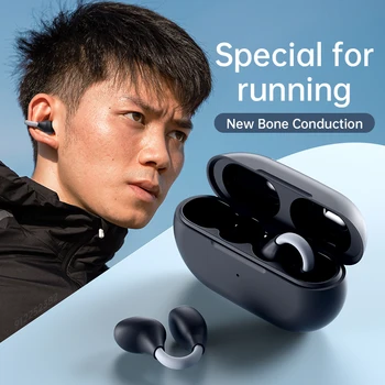 Kemik İletim Bluetooth 5.3 Kulaklık Kulak kemik klipleri kablosuz kulaklık Su Geçirmez Kulaklık TWS Spor Kulaklık Kulak Kancası Mic İle