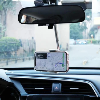 Araba dikiz aynası Montaj Katlanabilir Cep telefon tutucu Cep telefon braketi Navigasyon GPS Standı Çok açılı Ayar Tembel Raf