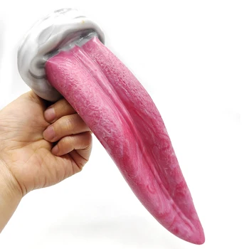 FAAK Kanlı Ham Et Renk Anal Plug Enayi İle Sihirli Dil Tarzı Silikon Dildos Klitoral Teşvik Popo Seks Oyuncakları Kadınlar İçin 4
