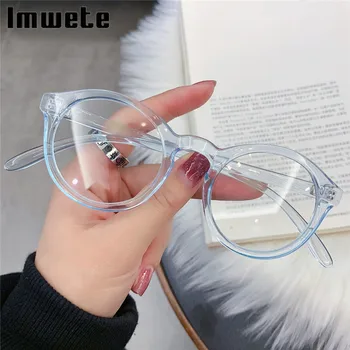 Imwete Anti mavi ışık gözlük çerçeve kadın erkek eğilim yuvarlak çerçeveleri gözlük lüks tasarımcı bilgisayar gözlük oyun siyah 1