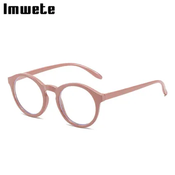 Imwete Anti mavi ışık gözlük çerçeve kadın erkek eğilim yuvarlak çerçeveleri gözlük lüks tasarımcı bilgisayar gözlük oyun siyah 5