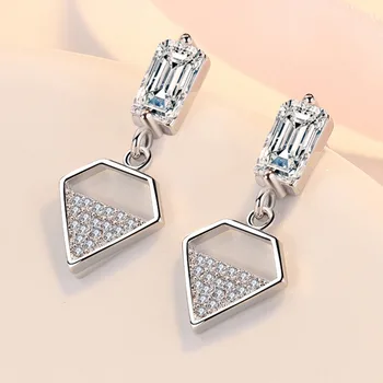 Zarif Zirkon Geometrik Starlight Küpe Kadınlar İçin 925 Ayar Gümüş Çiviler Takı Mizaç Bayan Düğün Aksesuarları
