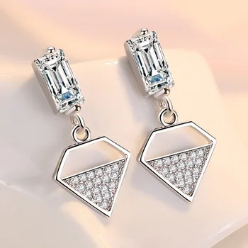 Zarif Zirkon Geometrik Starlight Küpe Kadınlar İçin 925 Ayar Gümüş Çiviler Takı Mizaç Bayan Düğün Aksesuarları 4