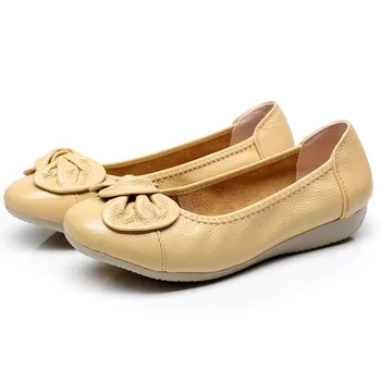 BEYARNE Hakiki deri ayakkabı Kadın Kelebek-düğüm Loafer'lar Kadın Flats Bale Sonbahar Kış Rahat düz ayakkabı Kadın Moccasins 5
