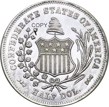 KONFEDERASYON Amerika Birleşik Devletleri 1861 Yarım Dolar NEW ORLEANS Pirinç Gümüş Kaplama Kopya Paraları
