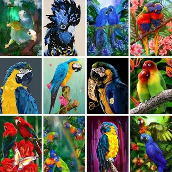 GATYZTORY 60x75cm Boyama By Numbers DIY renk Papağan Çerçevesiz Dijital Boyama Hayvanlar Çizim Tuval Üzerine Sayılar Tarafından Benzersiz Gi