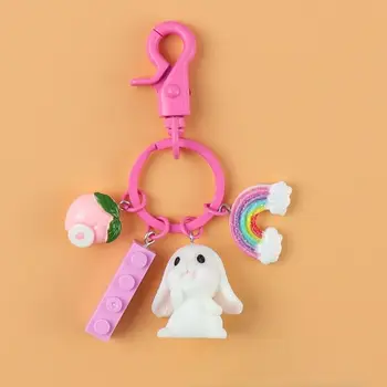 Yaratıcı Doğum Günü Hediyeleri Yeni Yıl çizimli çanta Kolye Tavşan Anahtarlık Tavşan Bebek çanta anahtarlığı Süsler Araba Anahtarları Yüzük 1