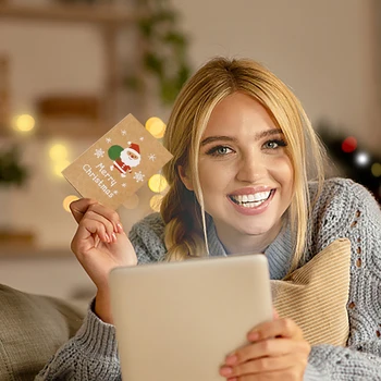 Merry Christmas Kraft Zarf Tebrik Kartı Noel Partisi DIY Boş Davetiye Tebrik Kartı aile Arkadaşlar için ısınma Tebrik