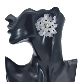 Yeni Avrupa Ve Amerikan Moda İplik Polka Dot Çiçek Küpe Şeffaf Dantel Serin Yaz Küpe Taze Hediye Takı