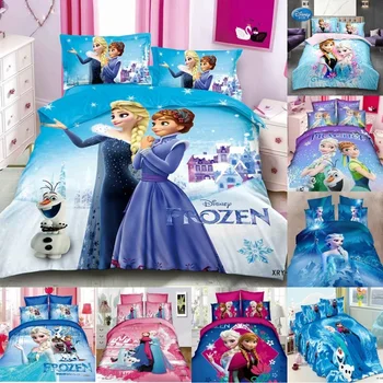 Disney Dondurulmuş 2 nevresim takımı Elsa Anna Prenses Çocuk Yorgan yatak çarşaf kılıfı Yastık Kılıfı Bebek Çocuk Erkek Kız doğum günü hediyesi