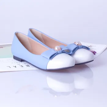 ASHIOFU Yeni Kadın Patchwork Deri Flats Ayakkabı Inci Moda Yüksek Kaliteli Temel Yuvarlak Ayak Balerin Bale Düz bağcıksız ayakkabı 0