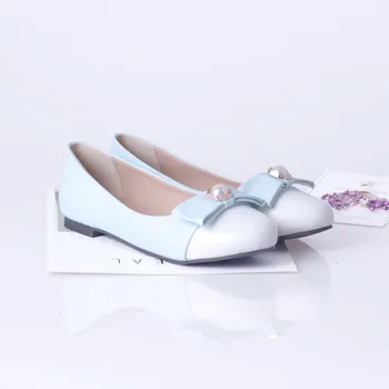 ASHIOFU Yeni Kadın Patchwork Deri Flats Ayakkabı Inci Moda Yüksek Kaliteli Temel Yuvarlak Ayak Balerin Bale Düz bağcıksız ayakkabı 2