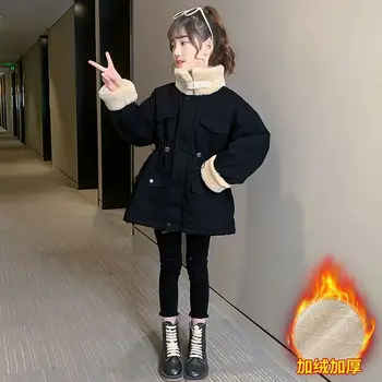 Kız Kış Ceket Çocuk Pamuk dolgulu giysiler Kore Versiyonu Çocuk Giyim Peluş Kalınlaşmış Pasta Üstesinden gelmek için sıcaklık Dalga Parkas