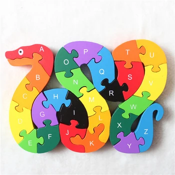 Ahşap 3D Yapboz Eğitici Oyuncaklar Hayvanlar Fil İnek Dinozor Bulmaca Ahşap Oyuncaklar Çocuk Numaraları Alfabetik Harfler öğretici oyuncaklar