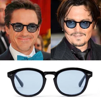 Johnny Depp Kare Güneş Gözlüğü Erkekler Lüks Marka Tasarımcısı Kore Vintage Sunglass Kadın Erkek mor Sarı Mavi güneş gözlüğü UV400 1