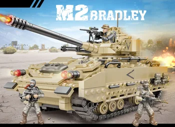 1350 adet Ölçekli Ordu Aksiyon Figürleri Mega Blok Ww2 M2 Bradley Tankı Yapı Tuğla Oyuncak Boys İçin Hediye