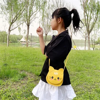 Güzel Bebek Kız Moda Aksesuar bozuk para cüzdanı Çanta Sevimli Karikatür Kedi çocuk Küçük omuz çantaları Çocuklar Mini Crossbody Çanta
