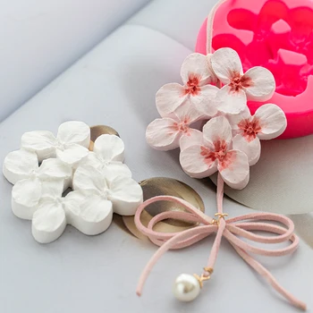 Sakura ortanca delikli silikon kalıp 3D çiçek Kil kalıpları kek kalıbı El Yapımı Sabun Yapımı kalıp