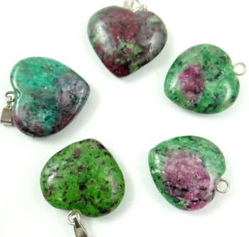 Toptan Doğal taş kaplan gözü lapis Turquoises Kuvars Kristal Opal kalp charms kolye takı yapımı için kolye 12 adet