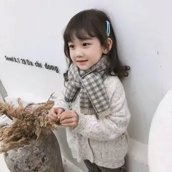 Yeni çocuk Eşarp Sıcak Örme Yün Kore Versiyonu Sonbahar ve Kış Erkek Kız Renk Ekose Bebek Sıcak Eşarp