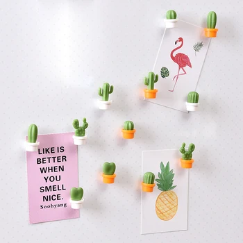 6 adet / takım 3D Sevimli Etli Bitki Mesaj Panosu ve Hatırlatma Mutfak buzdolabı mıknatısı Düğme Kaktüs Dekorasyon Gadget Aracı