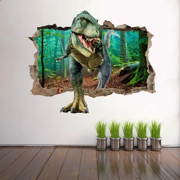 Çocuk Odası Yatak Odası 3D J Ev Dekorasyon Duvar Çıkartmaları Çıkarılabilir Dinozor Zemin Çıkartmaları Dinozor Yaş 2