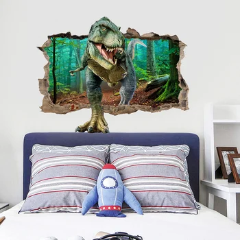 Çocuk Odası Yatak Odası 3D J Ev Dekorasyon Duvar Çıkartmaları Çıkarılabilir Dinozor Zemin Çıkartmaları Dinozor Yaş 5