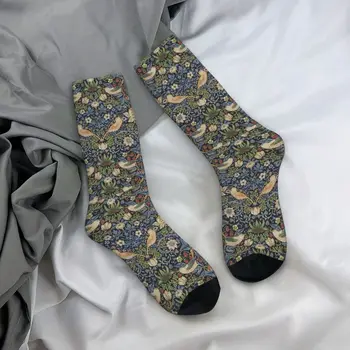William Morris Çilek Hırsız Desen erkek Mürettebat Çorap Unisex Eğlenceli Vintage Tekstil İlkbahar Yaz Sonbahar Kış Elbise Çorap
