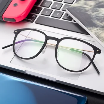 Danimarka Marka Ultra hafif Gözlük Titanyum Retro Yuvarlak Rahat Miyopi Gözlük Optik Reçete Gözlük Çerçevesi 6549 0