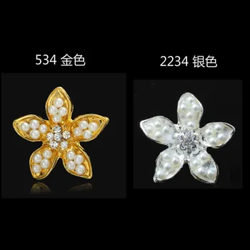10 adet / grup 19 * 19mm Altın/gümüş renk Alaşım takı Kristal İnci Çiçek charm kolye DIY el yapımı Takı Yapımı Toptan 1