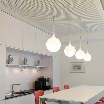 Italyan Minimalist Tasarım Tek kafa Sütlü Beyaz Kolye ışık Restoran merdiven çalışma çubuğu cam küre LED Dekoratif ışıklar