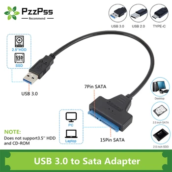 PzzPss USB SATA 3 Kablo Sata USB 3.0 Adaptörü 6 Gbps'ye Kadar Destek 2.5 İnç Harici SSD HDD Sabit Disk 22 Pin Sata III A25 2.0