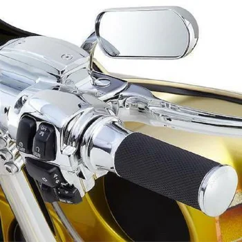 Motosiklet dikiz aynası Krom / Siyah Mini Oval Dikiz Yan Aynalar için Harley Davidson Dyna Softail Touring 2