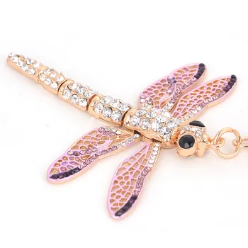 Kristal Kelebek Anahtarlık Bohe Dragonfly Kolye Anahtarlık Kadınlar Takı Hediyeler Emaye Böcek Hayvan Takılar Anahtarlık Araba Çanta 0