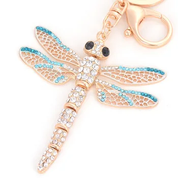 Kristal Kelebek Anahtarlık Bohe Dragonfly Kolye Anahtarlık Kadınlar Takı Hediyeler Emaye Böcek Hayvan Takılar Anahtarlık Araba Çanta 2