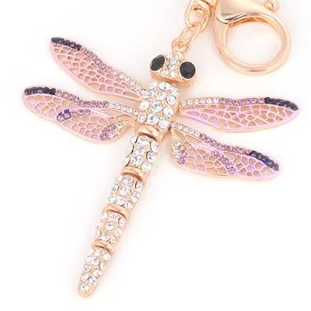 Kristal Kelebek Anahtarlık Bohe Dragonfly Kolye Anahtarlık Kadınlar Takı Hediyeler Emaye Böcek Hayvan Takılar Anahtarlık Araba Çanta 3