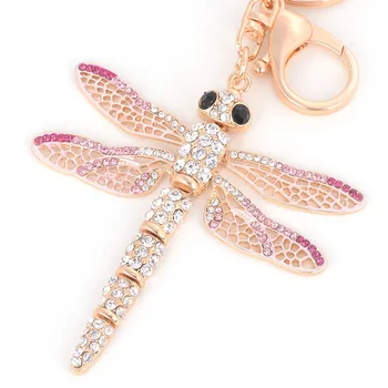 Kristal Kelebek Anahtarlık Bohe Dragonfly Kolye Anahtarlık Kadınlar Takı Hediyeler Emaye Böcek Hayvan Takılar Anahtarlık Araba Çanta 4